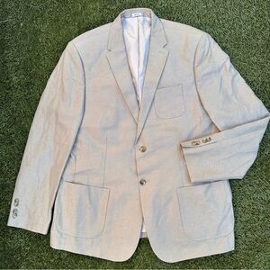 Calvin Klein Mens Linen Blend Sports Coat Khaki Tan Patch Pocket Prep Blazer XXL